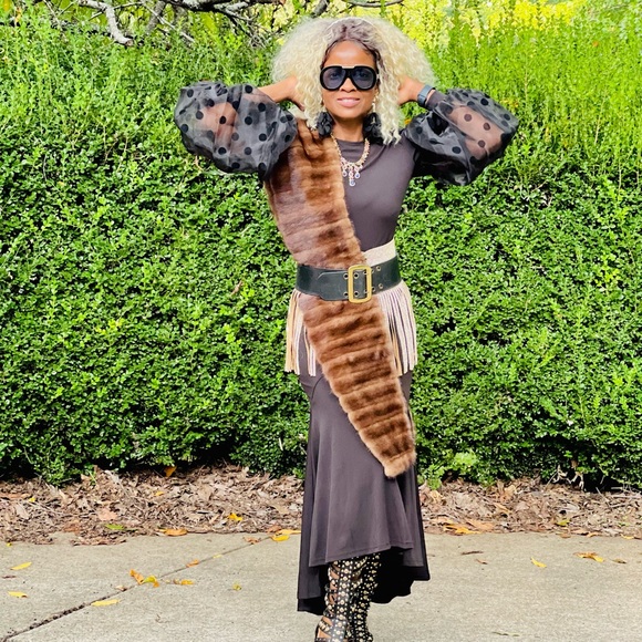 Designer Custom sable color mink fur Stole Shawl Wrap OS 7.7x 7.5